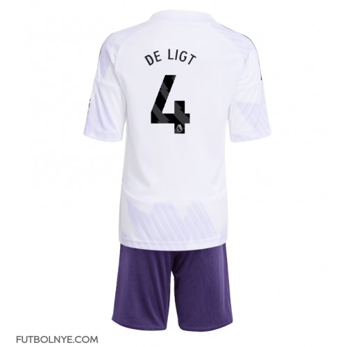 Camiseta Manchester United Matthijs de Ligt #4 Visitante Equipación para niños 2025-26 manga corta (+ pantalones cortos)